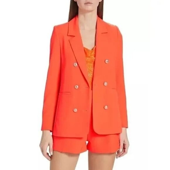 Generation Love Leighton Crepe Blazer Jacket Double Breasted Papaya Size XXS NWT